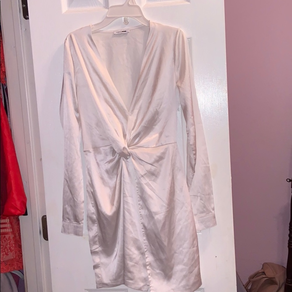 White silk fashion nova dress